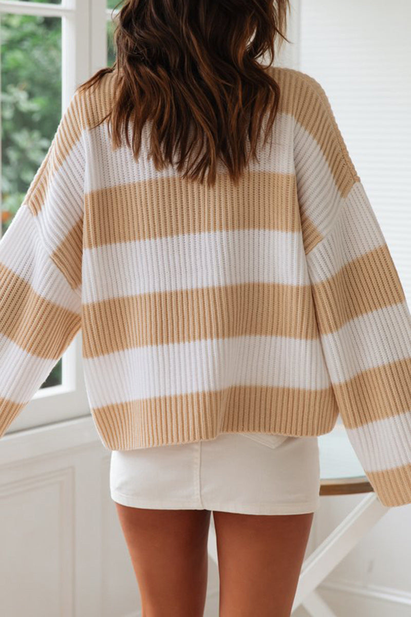 Angel™ - Fashionable Sweet Striped Contrast O-Neck Pullover