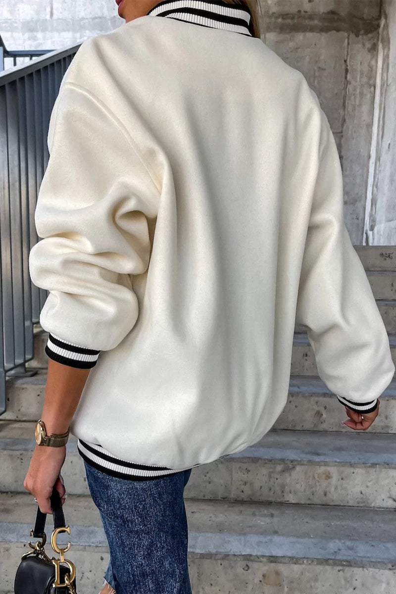 WW | Street Color Block Buckle Contrast O Neck Jacket(4 Colors)