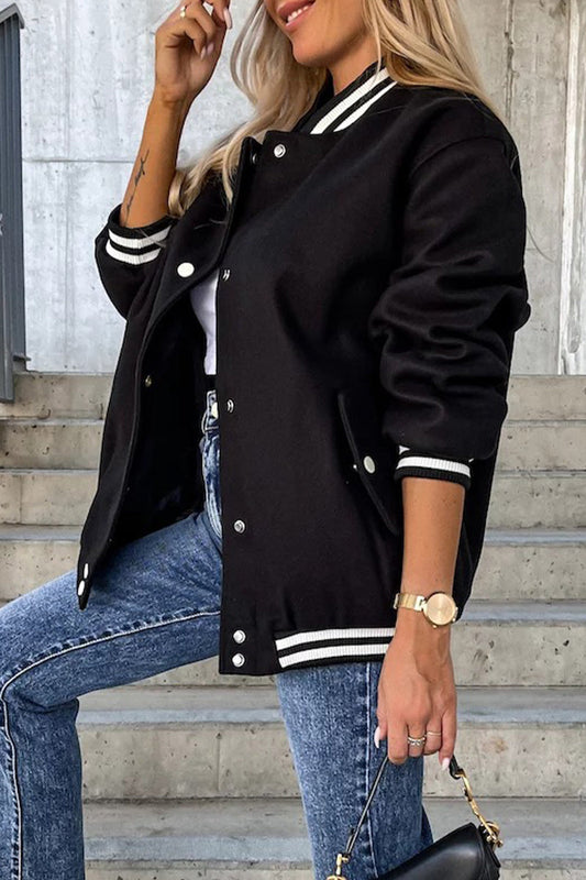 WW | Street Color Block Buckle Kontrast O Neck Jacke(4 Farben)