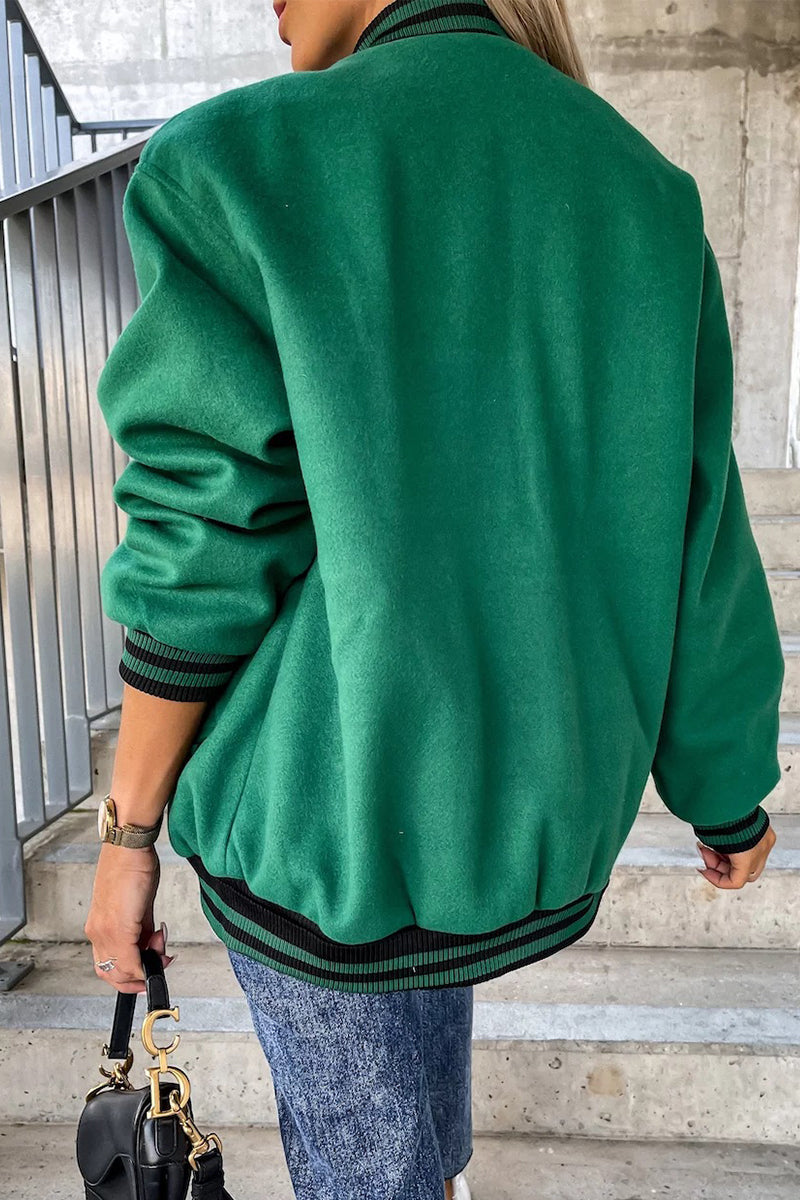 WW | Street Color Block Buckle Contrast O Neck Jacket(4 Colors)