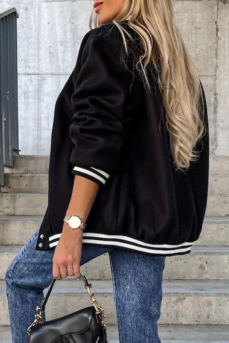 WW | Street Color Block Buckle Contrast O Neck Jacket(4 Colors)
