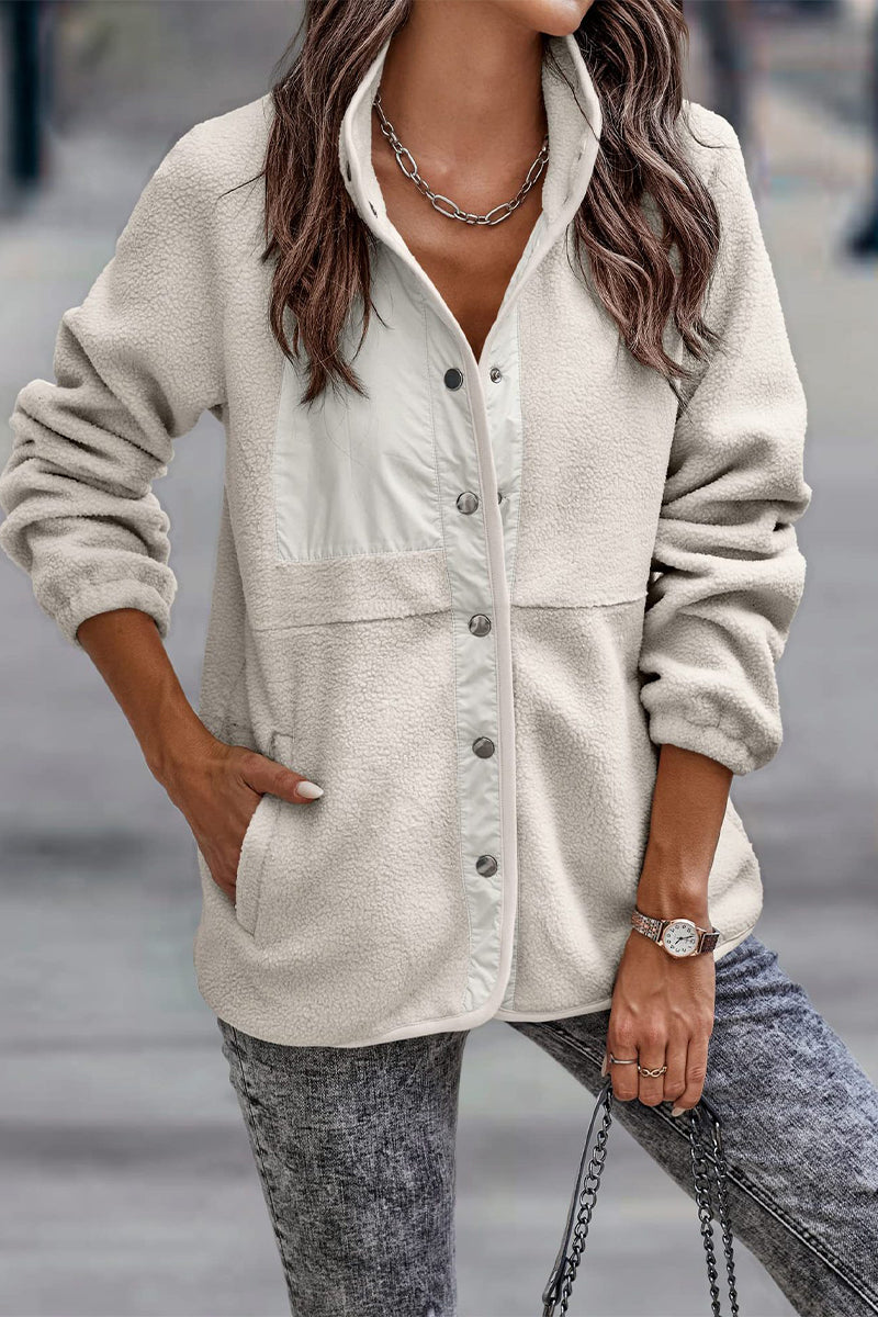 WW | Solid Patchwork Pocket Half-Zip Stand-Up Collar Jacket (7 Colors)