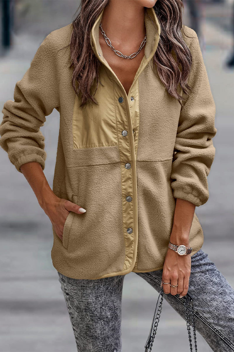 WW | Solid Patchwork Pocket Half-Zip Stand-Up Collar Jacket (7 Colors)