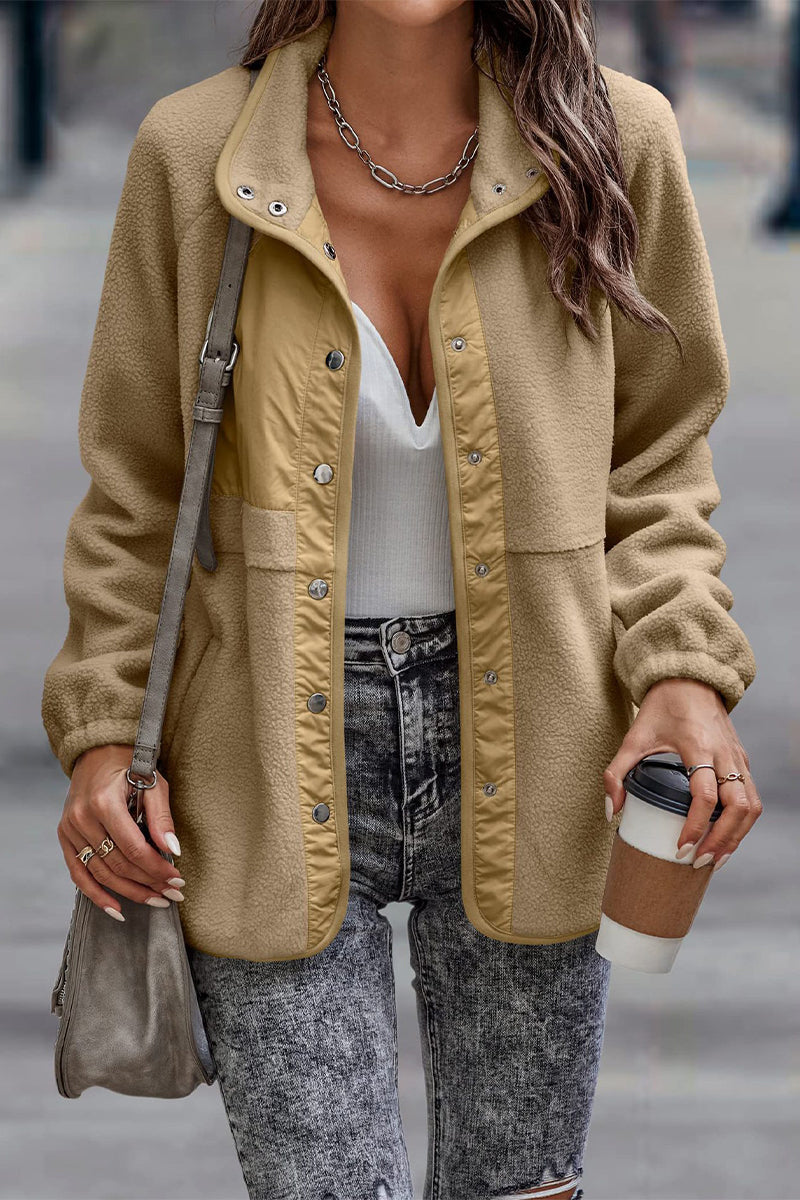 WW | Solid Patchwork Pocket Half-Zip Stand-Up Collar Jacket (7 Colors)