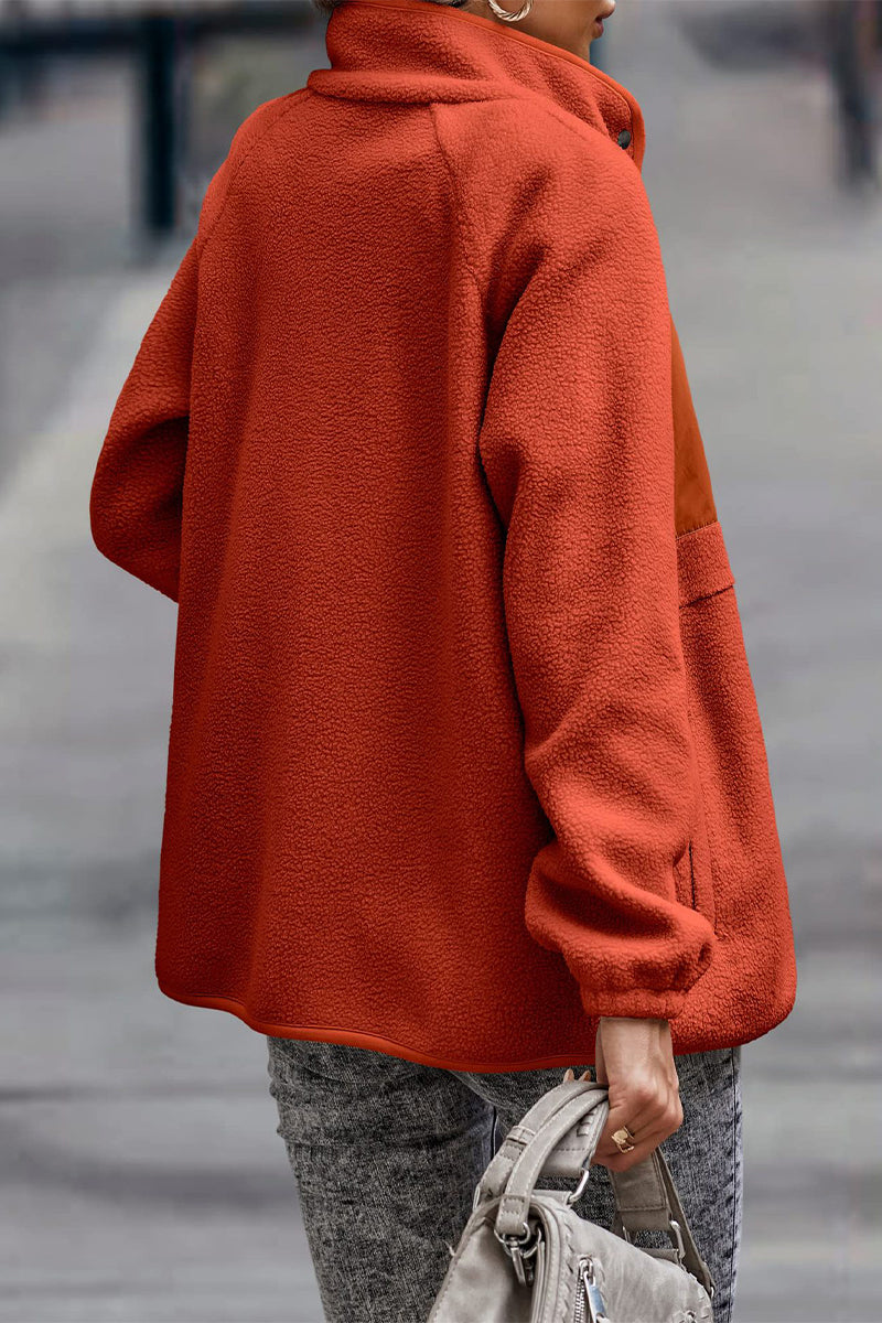 WW | Solid Patchwork Pocket Half-Zip Stand-Up Collar Jacket (7 Colors)