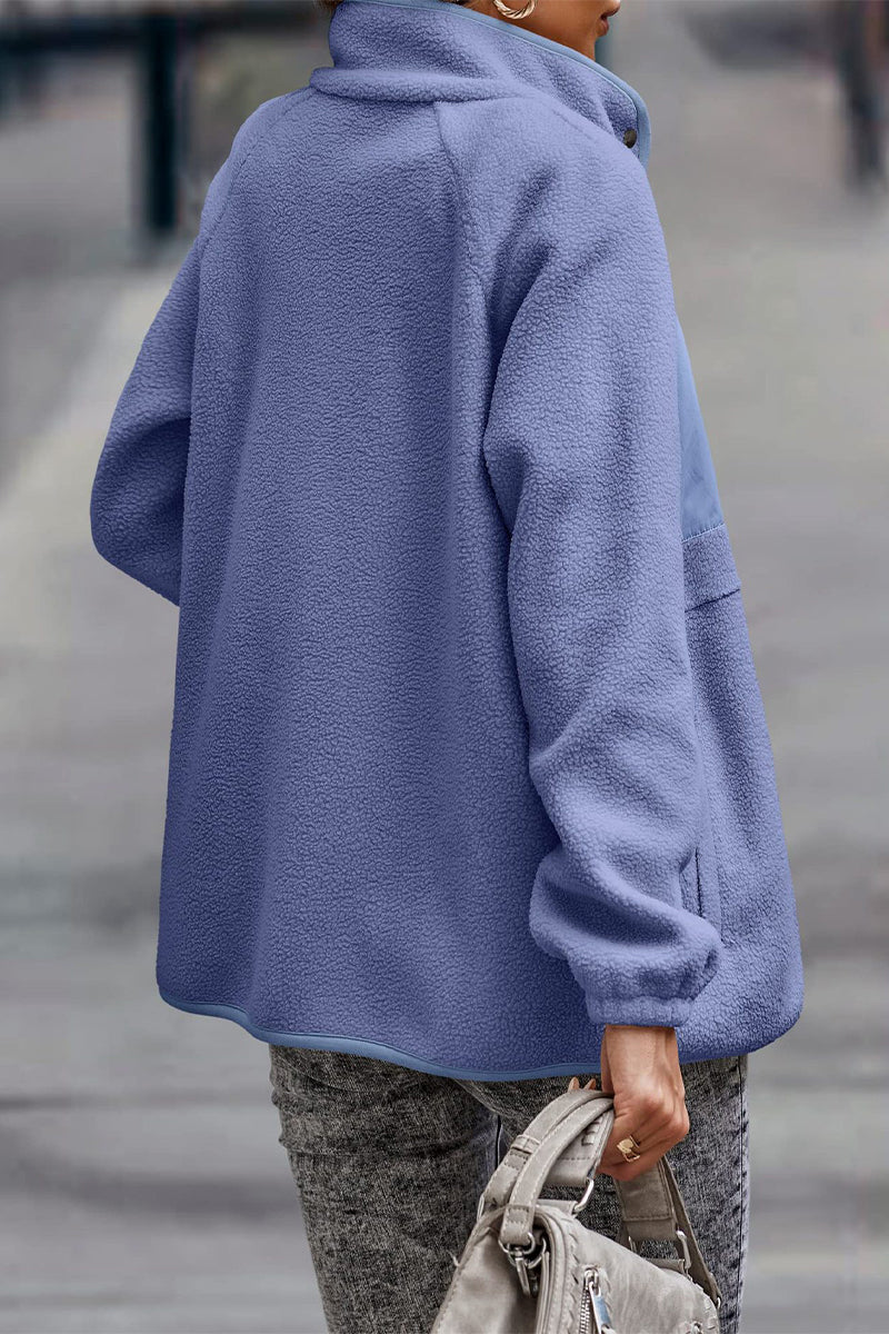 WW | Solid Patchwork Pocket Half-Zip Stand-Up Collar Jacket (7 Colors)