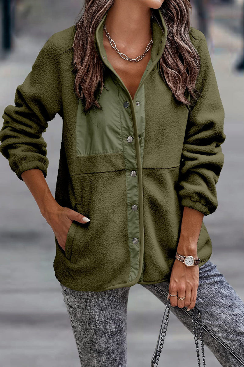 WW | Solid Patchwork Pocket Half-Zip Stand-Up Collar Jacket (7 Colors)