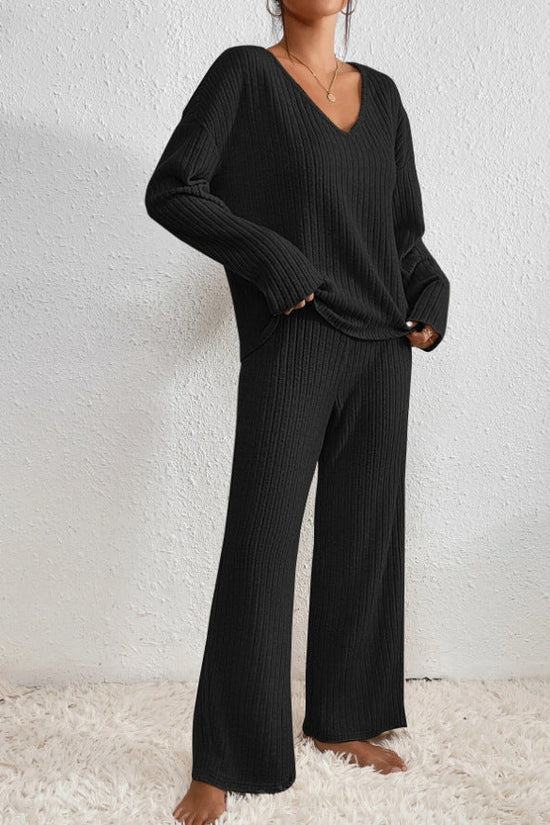 WW | Women's Ribbed Knit Two-Piece Loungewear Set