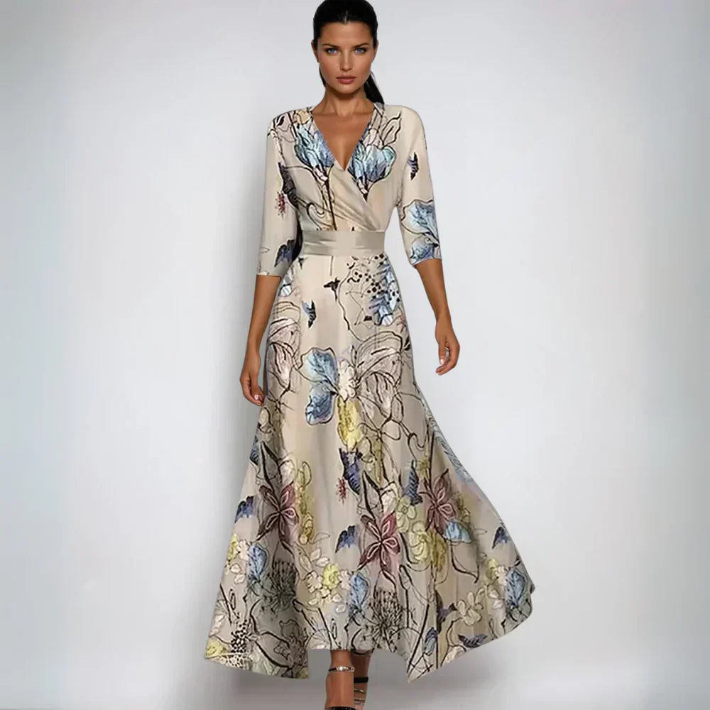 WW | Women's V-Neck Maxi Dress With Vibrant Abstract Print