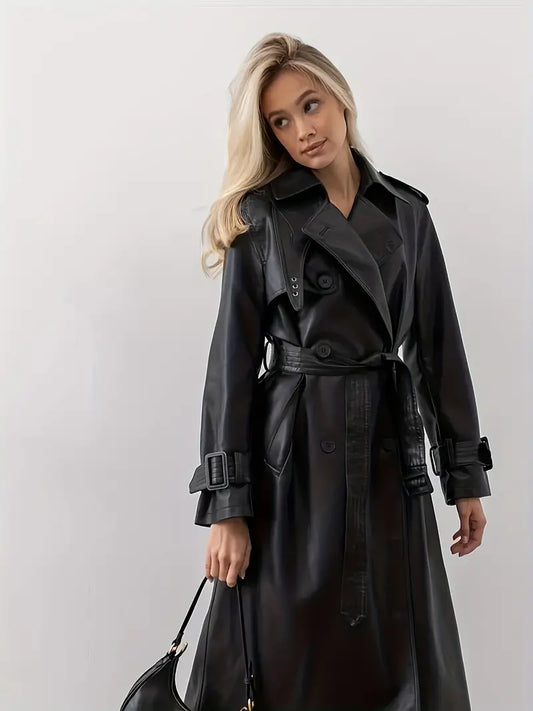 WW | Leather gabardine jacket with belt