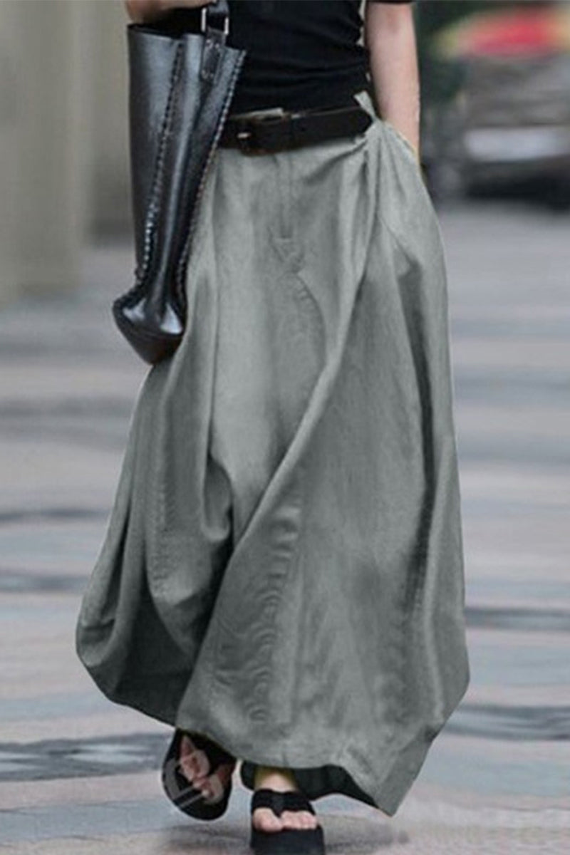 WW | Legere Einfachheit Unifarben Ohne Gürtel Lockere Hohe Taille Typ A Einfarbige Hosen