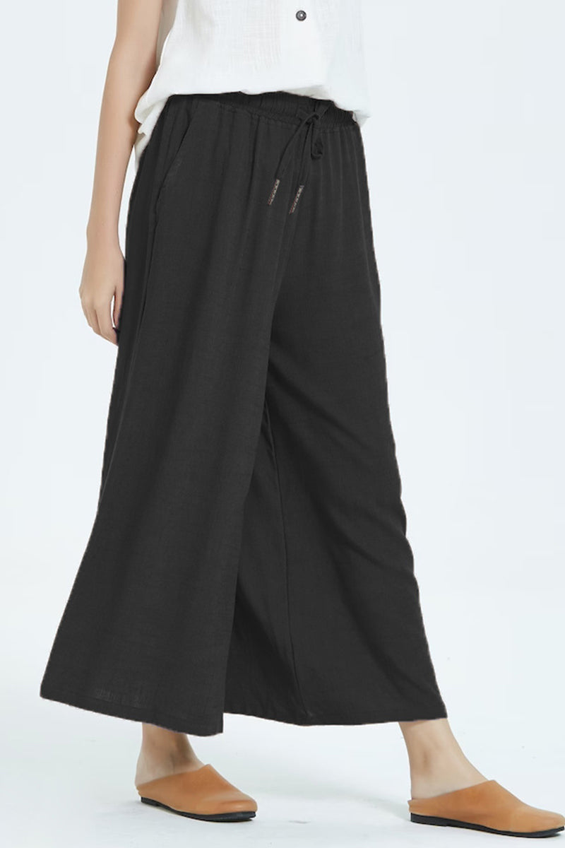 WW | Lässige Einfachheit Einfarbig Machen Alte Locker Hohe Taille Weite Beine Einfarbige Unterteile