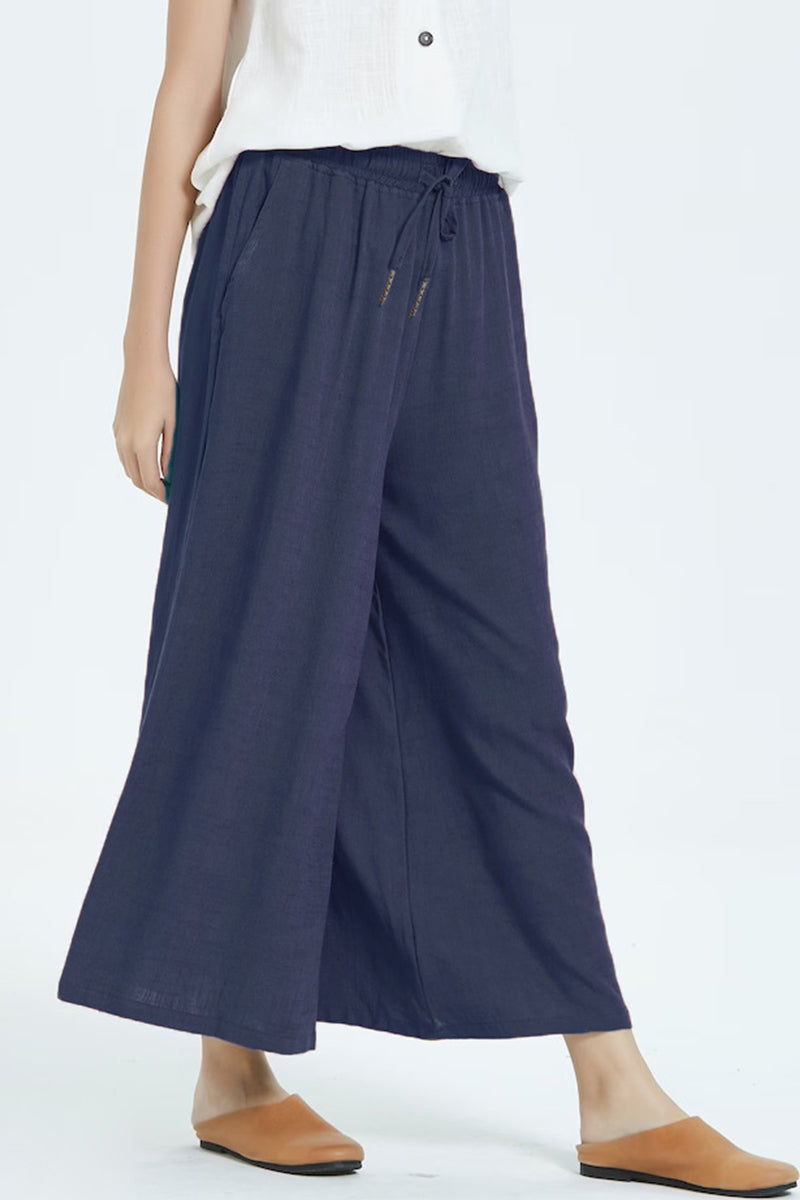 WW | Lässige Einfachheit Einfarbig Machen Alte Locker Hohe Taille Weite Beine Einfarbige Unterteile