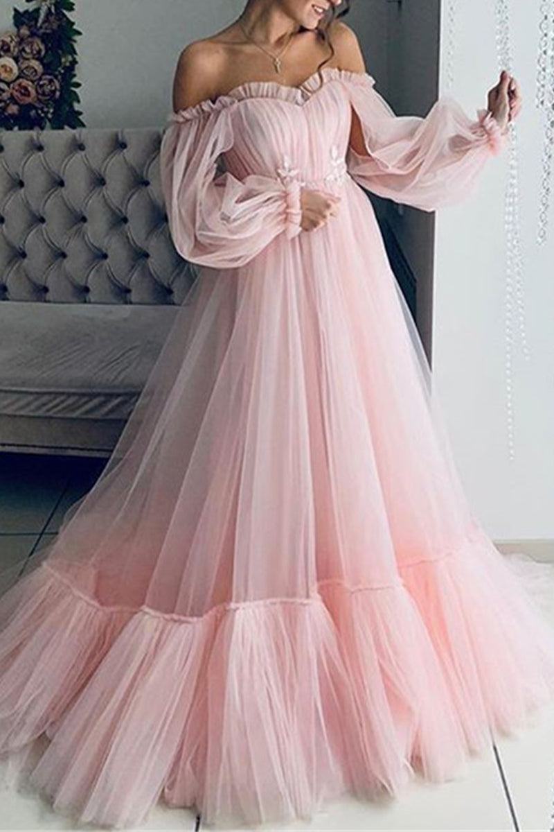 WW | Elegantes Formelles Einfarbiges Patchwork Off-Shoulder Abendkleid Kleider - 3 Farben
