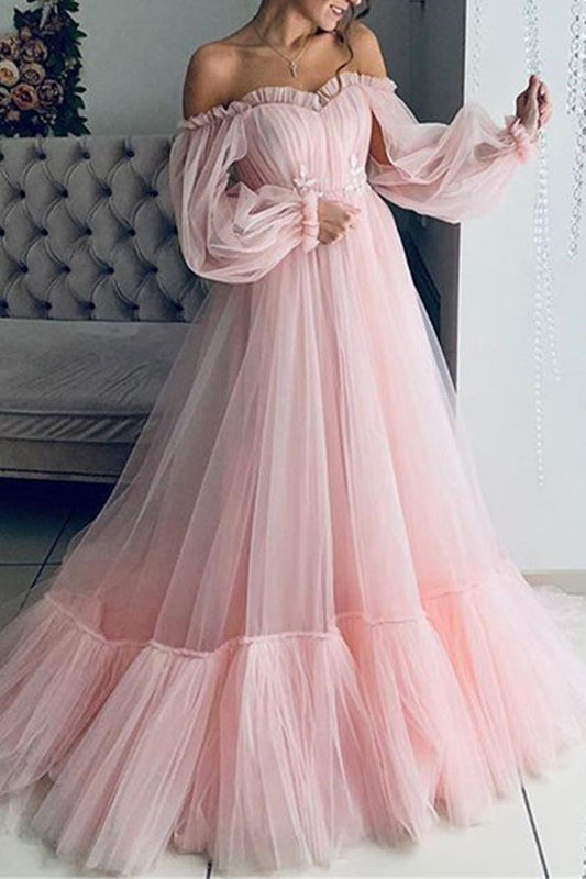WW | Elegantes Formelles Einfarbiges Patchwork Off-Shoulder Abendkleid Kleider - 3 Farben
