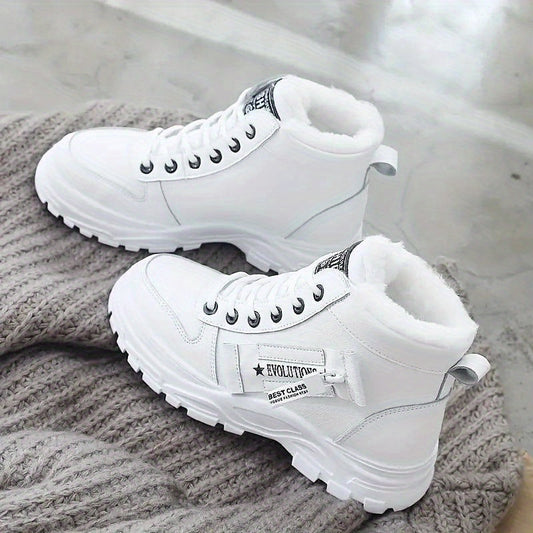 WW | Winter Stiefeletten in Weiß mit Kunstfell aus veganem Leder für Damen - Ideal für Winter und Alltag
