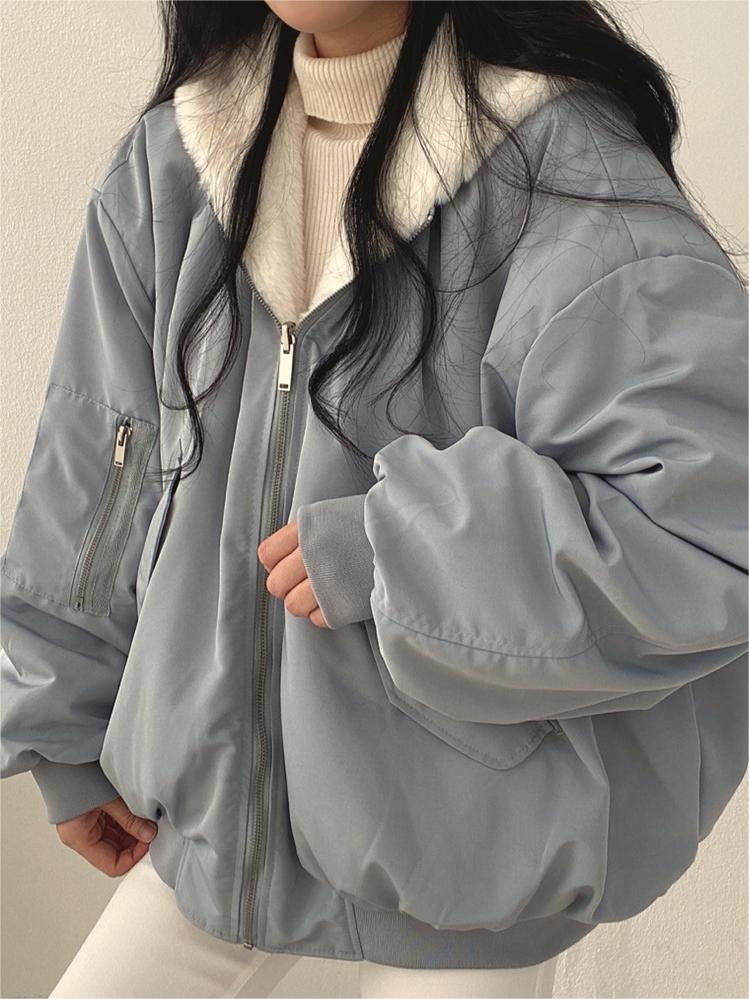 WW | Oversized Black Fleece Jacket with Hood