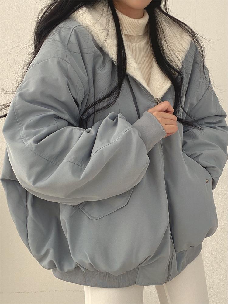 WW | Oversized Black Fleece Jacket with Hood