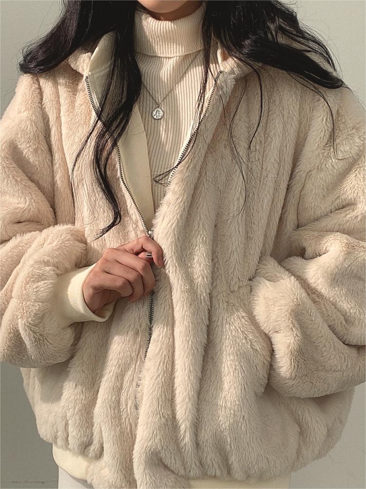 WW | Oversized Black Fleece Jacket with Hood