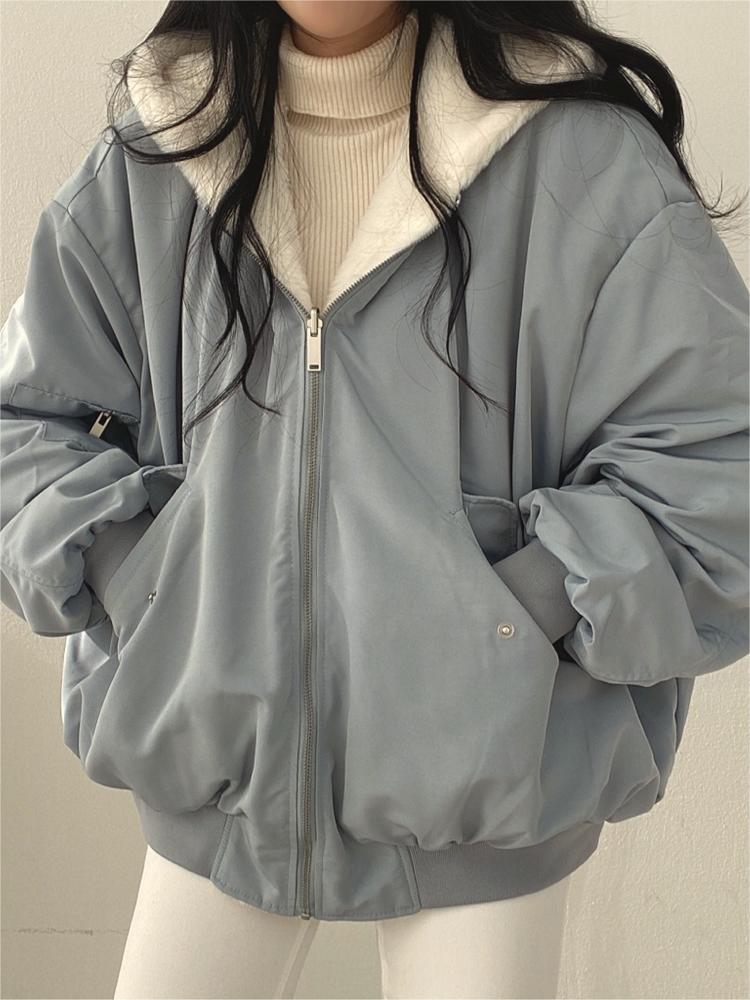 WW | Oversized Black Fleece Jacket with Hood
