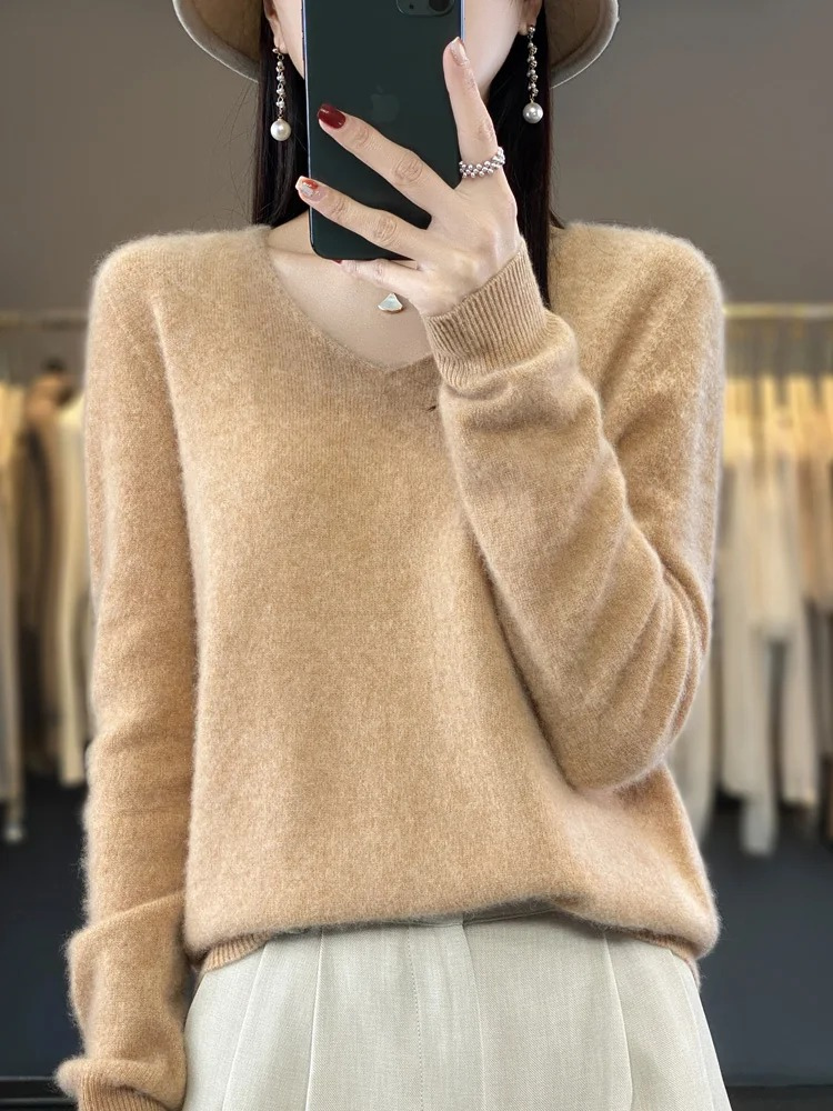 WW | Cashmere Pullover Damen Eleganter V-ausschnitt, Weich & Komfortabel