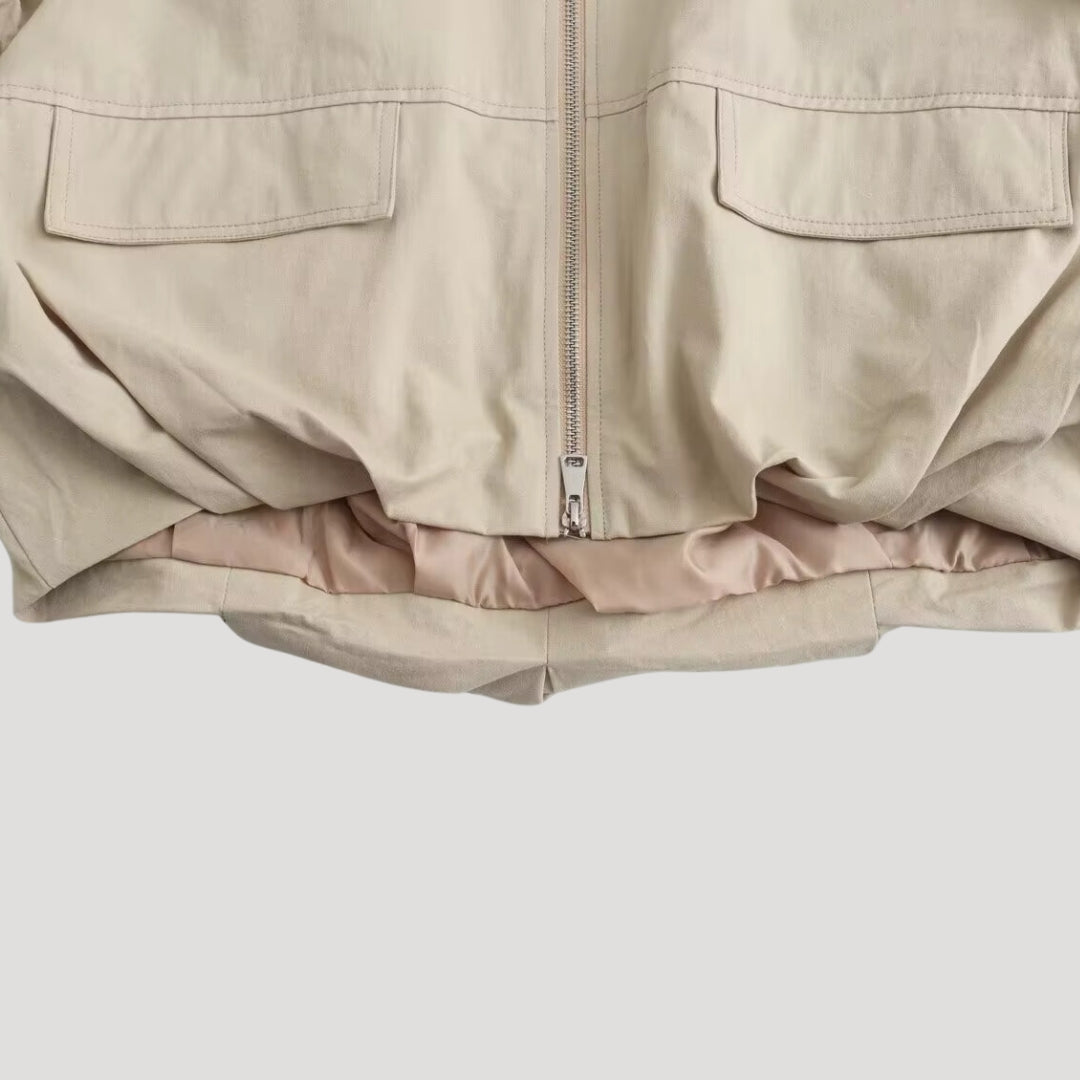 WW | Damen beige leichte Zip-Up Bomberjacke