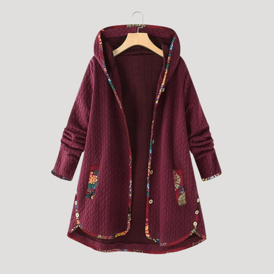 WW | Damen Wintermantel Fleece Kapuzen langes Jacket