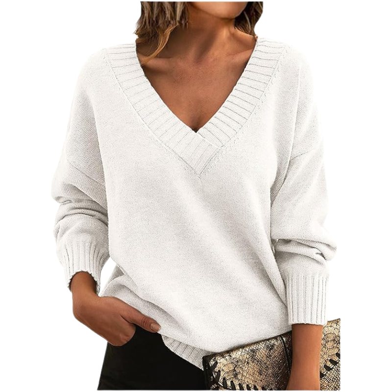WW | V-Ausschnitt Pullover - Eleganter Strickpullover im Oversize-Stil für Alltag & Büro