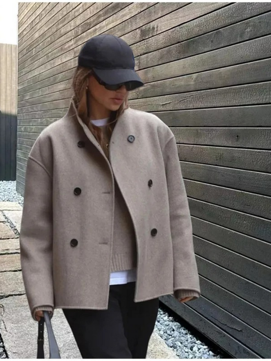 WW | Asymmetrischer Trenchcoat Damen mit Breitem Revers und Doppeltverschluss