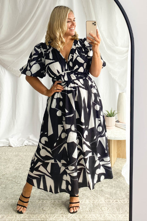 WW | Real Love Print Puff Sleeve Maxi Dress