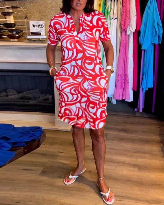 WW | Lässiges Kurzärmeliges Kleid mit Print
