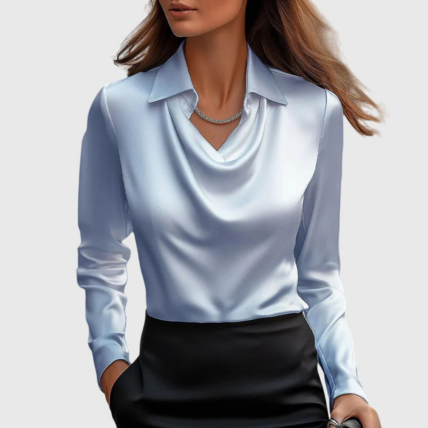 Lynn Elegant Blouse - Light Blue