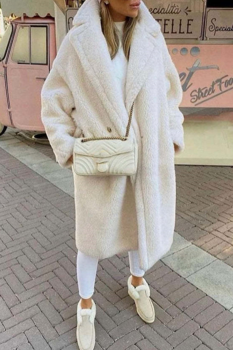 WW | Lässiger Unifarbener Cardigan mit Umlegekragen Outerwear