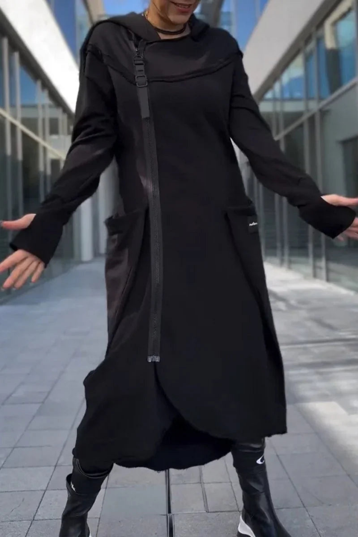 Nana Zip-Up Hoodie - Black