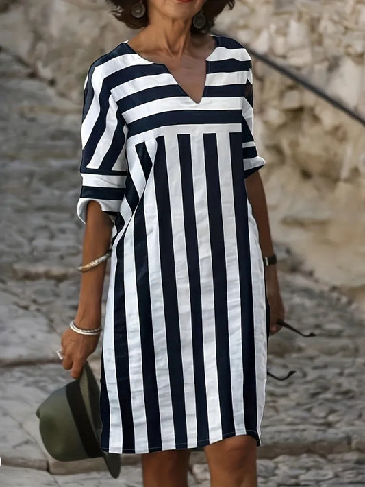 Faith - Casual Striped V-Neck Dress