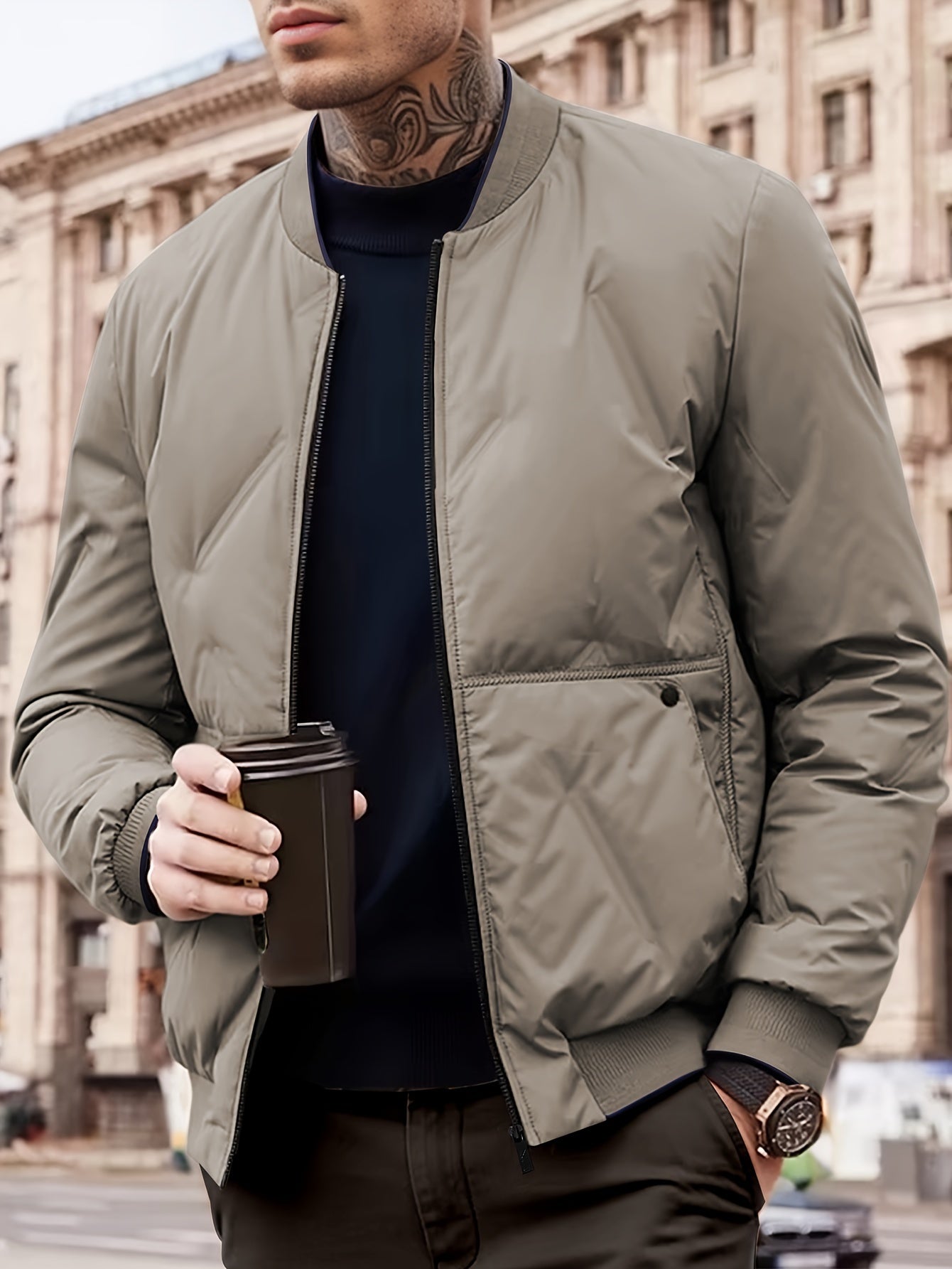 WW | Warm Winter Jacket with Fleece Lining and Pockets for Men - Perfect for Outdoor Activities