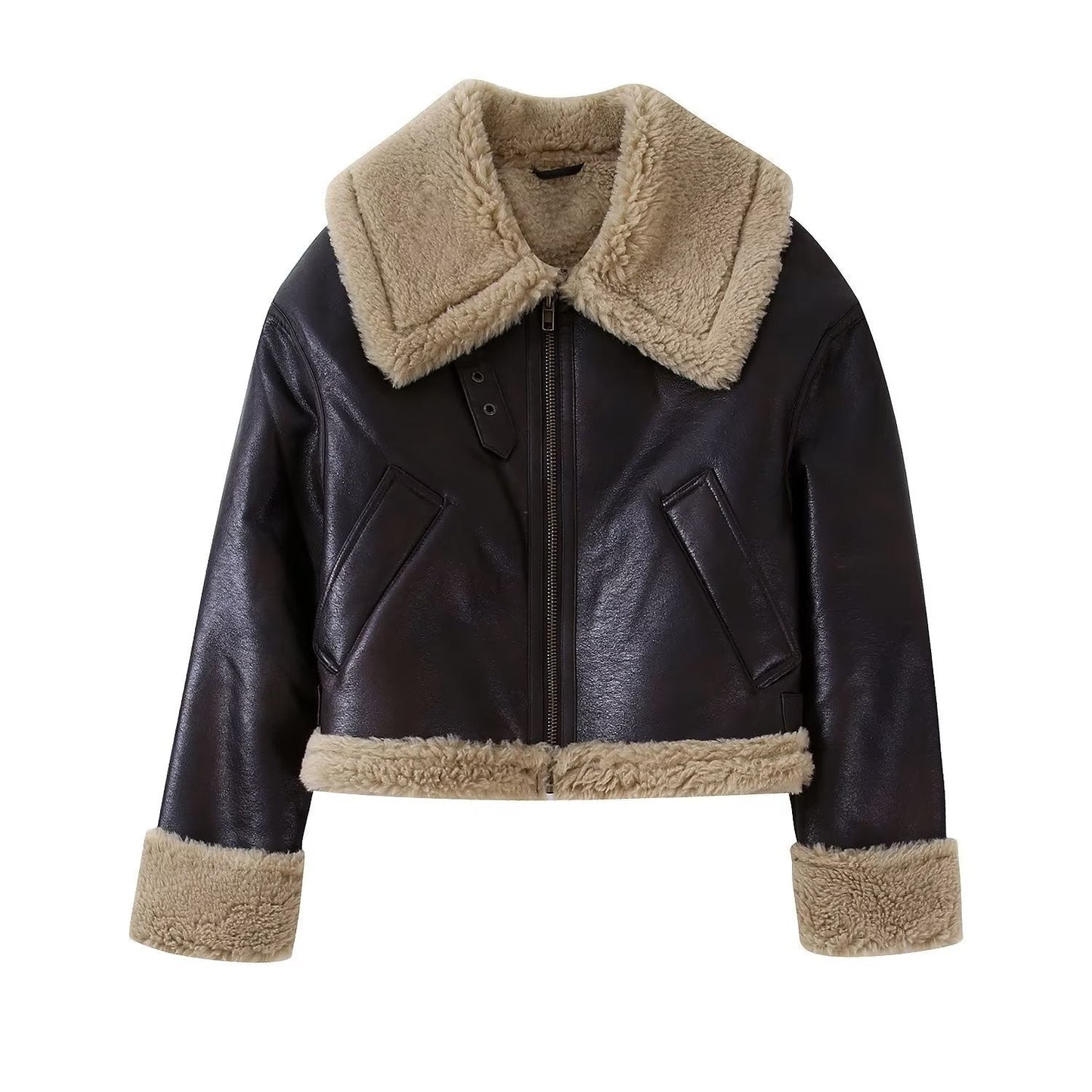 WW | Classic Short Fur and Leather Jacket