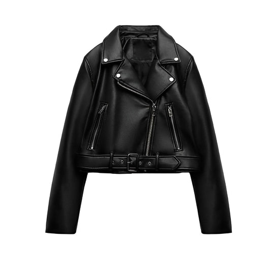 WW | PU-Jacke mit Reißverschluss und Gürtel