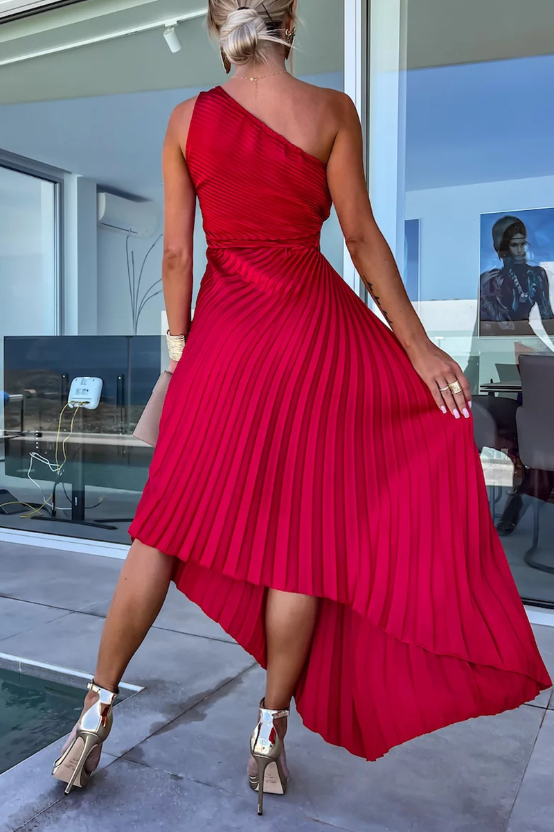 WW | Sexy Einfarbige Unregelmäßige Falten Oblique Kragen Fischschwanz Kleider - 6 Farben