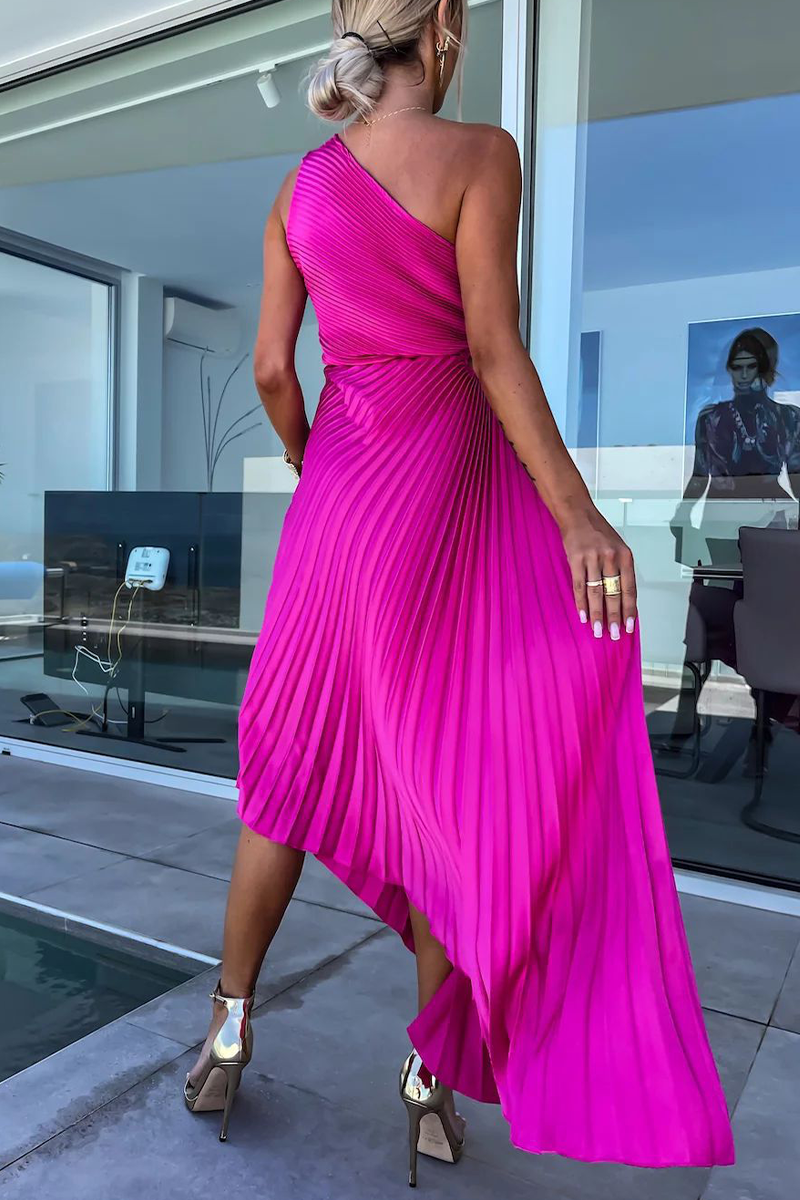 WW | Sexy Einfarbige Unregelmäßige Falten Oblique Kragen Fischschwanz Kleider - 6 Farben