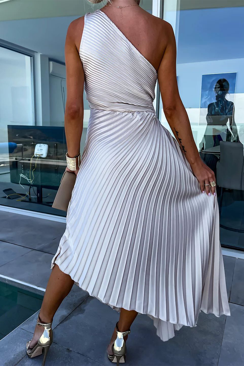 WW | Sexy Einfarbige Unregelmäßige Falten Oblique Kragen Fischschwanz Kleider - 6 Farben