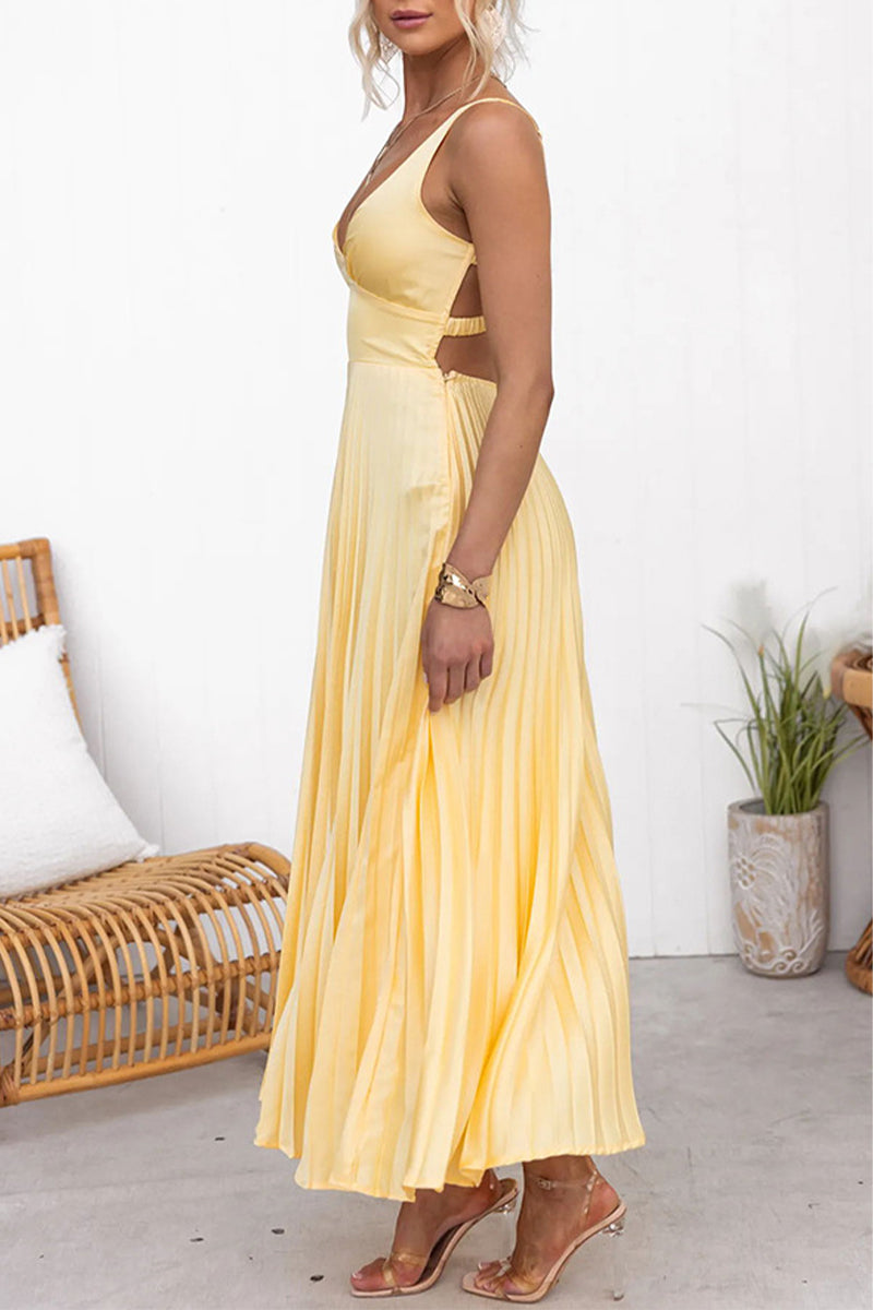 WW | Sexy Einfarbige Faltbare V-Ausschnitt Ärmellose Kleider