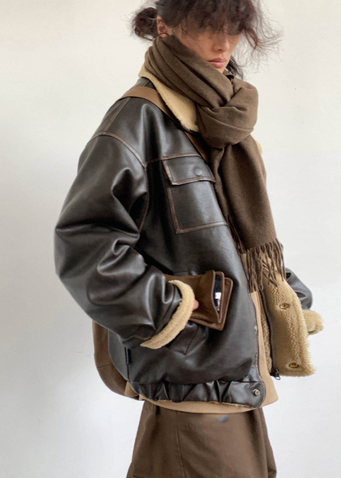 WW | Inspired Lamb Fleece Lined Leather Jacket – Unisex Style