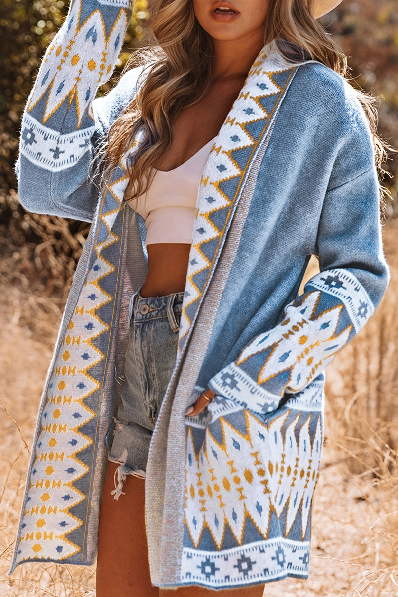 WW | Lässiger Street Colorblock Pocket Weben Kontrast Cardigan Kragen Oberbekleidung