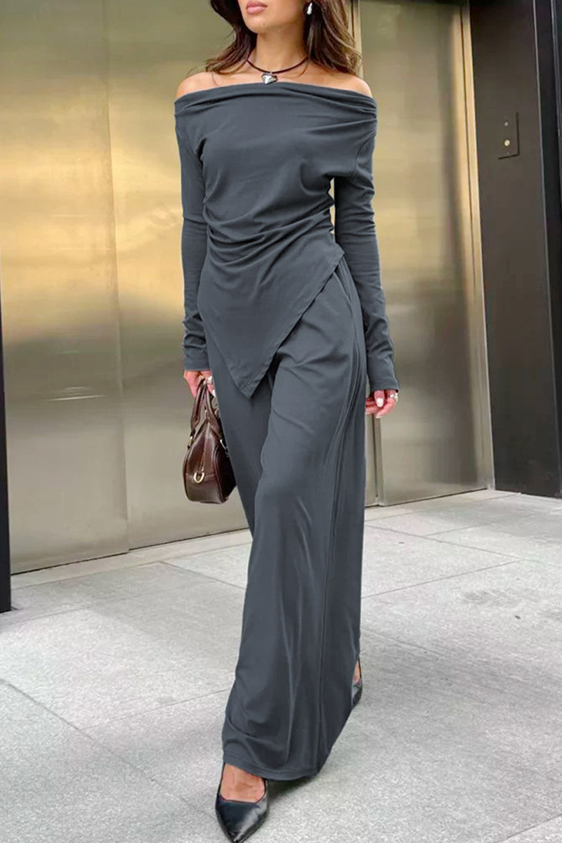 WW | Stilvolle Herbst Streetwear Off-Shoulder Zweiteilig Set Für Frauen