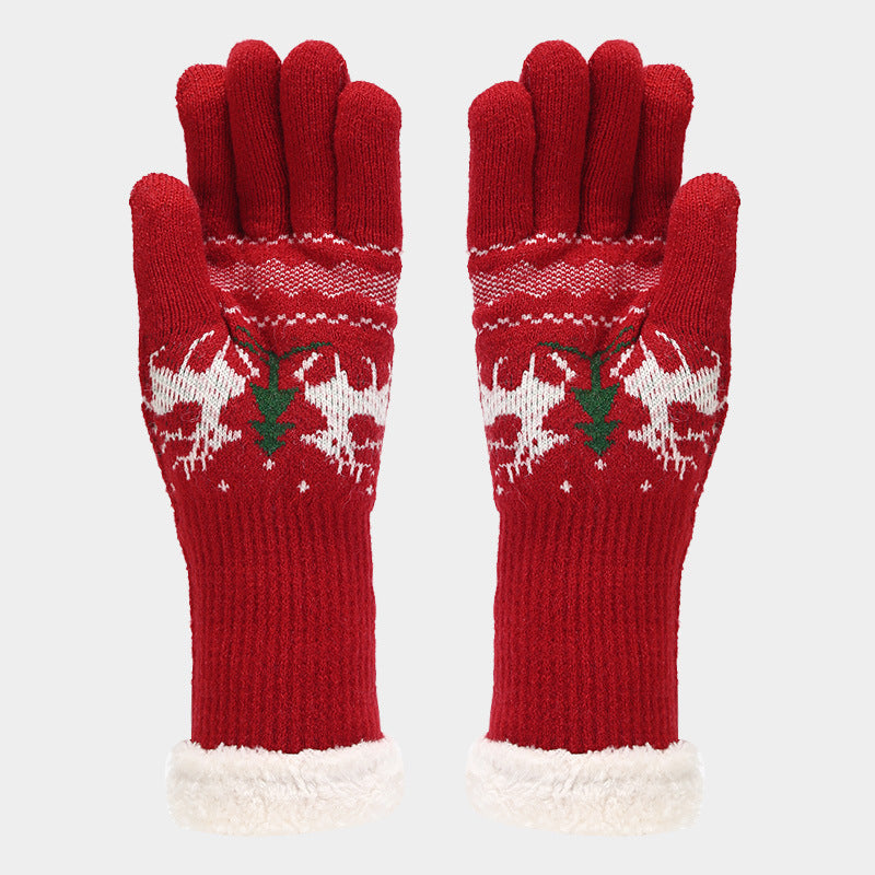 WW | Christmas Reindeer Pattern Hat Scarf Gloves Set (6 Colors)