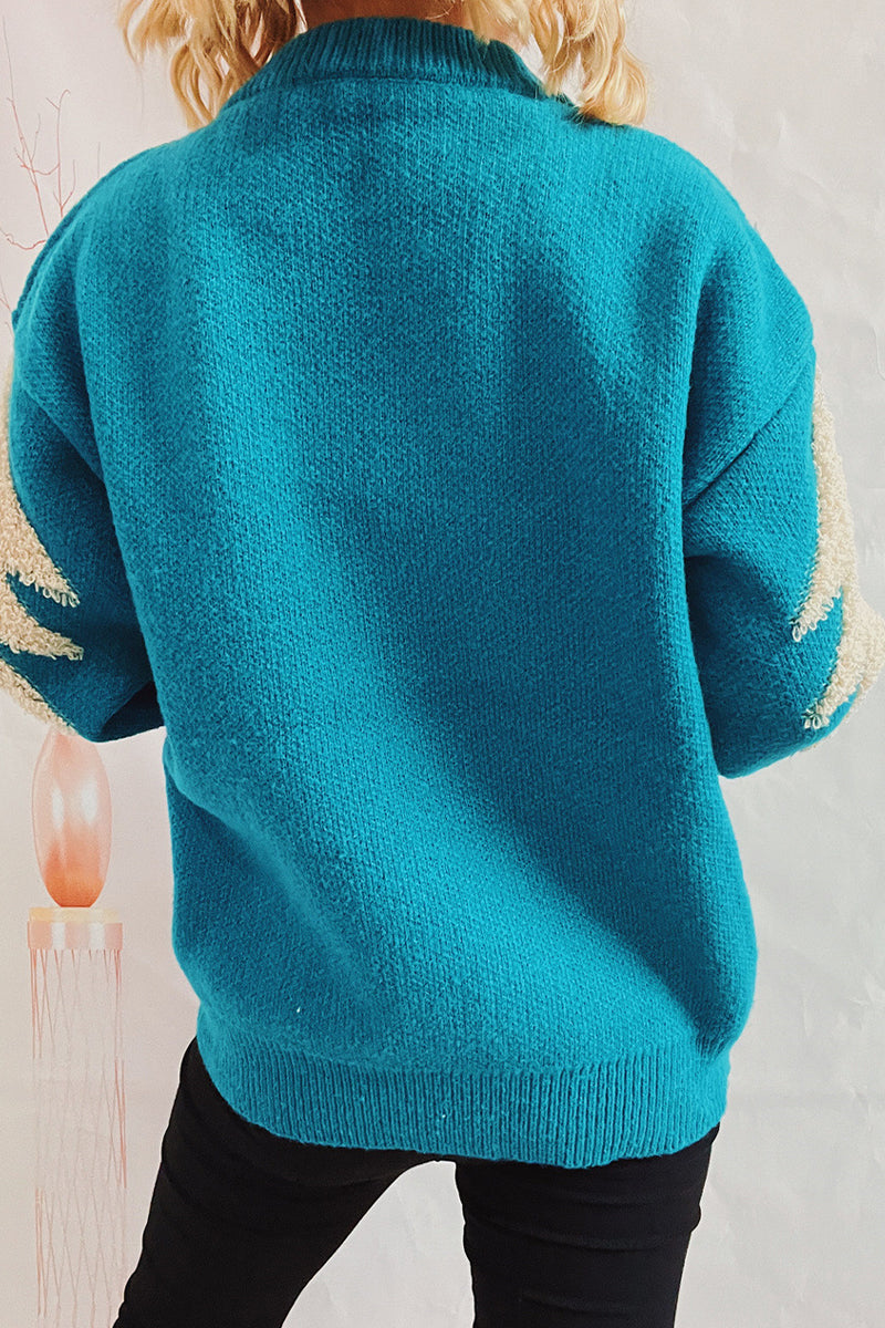 WW | Lässiger Weihnachtsbaum Pailletten Patch Rundhals Pullover