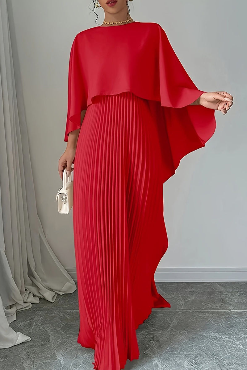 WW | Elegante Unregelmäßige Falten-O-Hals Lange Kleider - 3 Farben