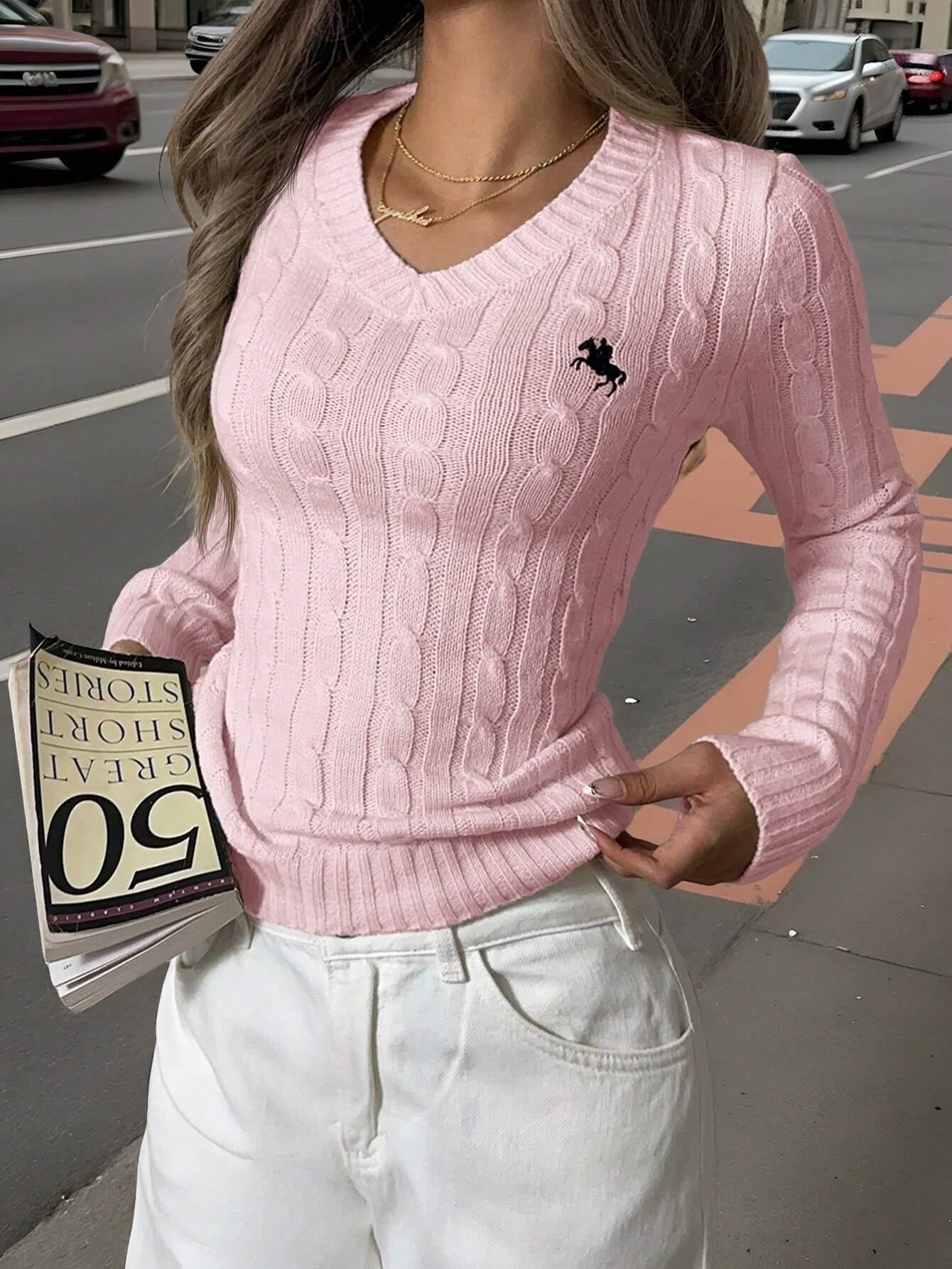 WW | Women's V-Neck Cable Knit Sweater