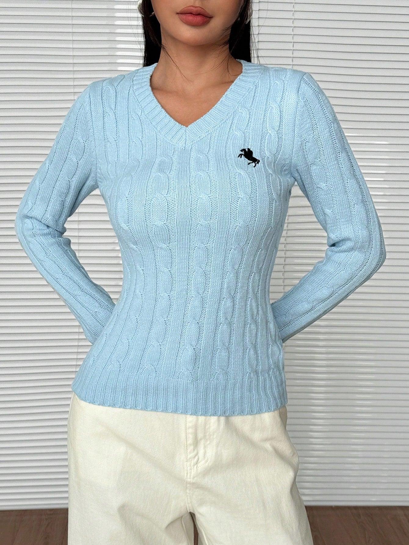 WW | Women's V-Neck Cable Knit Sweater
